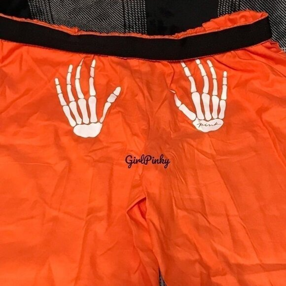 victoria secrets PINK PJ FLANNEL PANTS “HANDSIE” HALOGEN ORANGE SIZE LARGE - Picture 9 of 9